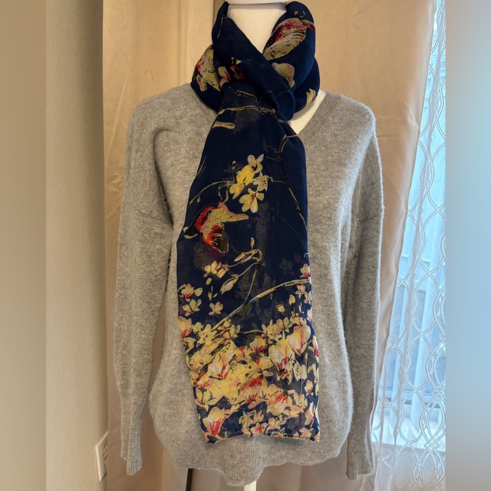 Amazon Navy Birds Print Scarf